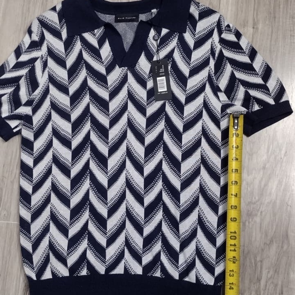 Ellie tahari Navy and White Chevron Men's size S brand new w tags - Picture 6 of 8